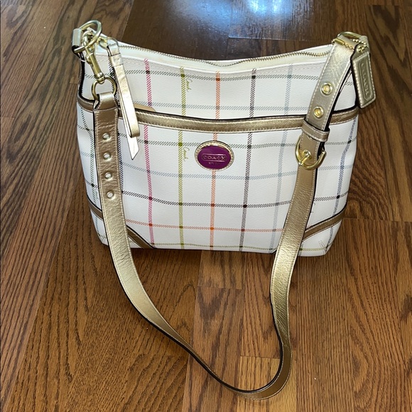 Coach Heritage Tattersall Shoulder Bag with Gold Accents. Excellent condition! - Picture 1 of 11